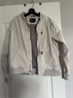 Carhartt NWOT Off-White Canvas Bomber Jacket.